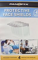 Retail box front showing Panoptix Protective Face Shields 4-pack