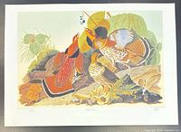 Full view of unframed lithograph showing complete image and borders