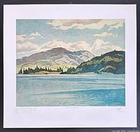 Full view of lithograph with border showing image, title, initials, numbering