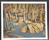 Full view of unframed lithograph showing entire image and margins