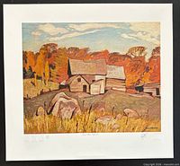 Full view of the unframed lithograph with margins visible