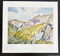 Full view of the signed lithograph with borders visible