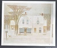 Full view of unframed lithograph showing artwork, borders, numbering and initials