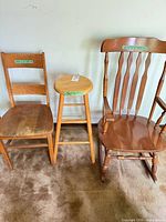 Side chair, bar stool and rocking chair grouped together