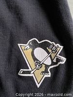 Close-up of Penguins logo on garment