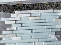 close-up of glass and stone mosaic surface