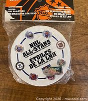 Front view of sealed NHL All-Stars coaster set showing graphics and limited edition labeling