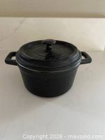 Lidded matte black mini cocotte front view