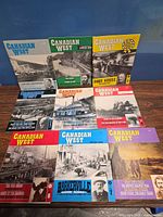 All ten Canadian West magazines laid out showing covers and issue numbers