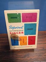 Front of Singer Professional Buttonholer box