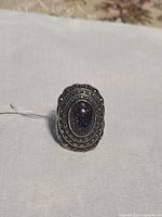 Front view of oval marcasite ring