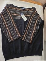 Front view of Chaps striped pullover sweater with tags