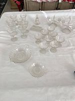 Full group of glassware on table