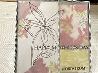 Top view showing floral print lid, Happy Mother’s Day text and Nordstrom logo
