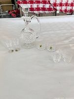 Full set showing decanter, two cordials and two tumblers