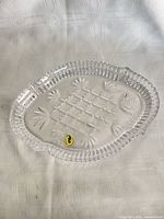 Clear cut crystal oval tray with Waterford seahorse sticker