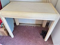 full view of side table front and legs