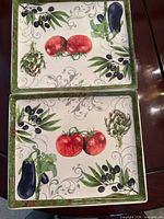Two matching rectangular platters top view