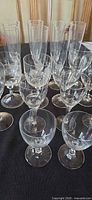 Group view of assorted Murano stemware on table