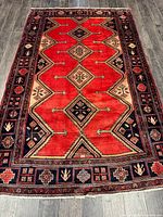 Full view of rug showing overall pattern and colors