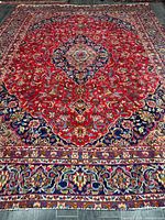 Full view of Persian Mashhad wool rug