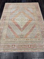 Full view of entire rug showing color palette and pattern