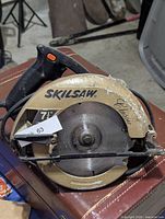 Left-side view of Skilsaw Classic circular saw showing branding and 7-1/4" blade