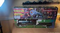 Front view of boxed Bachmann Big Haulers Holiday Express set