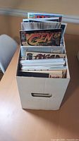 Front view of short box filled with comic books, Gen13 issue visible