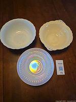 Top view of three bowls showing interiors and finishes