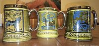 Front view of all three Lord Nelson Ye Olde Pub steins