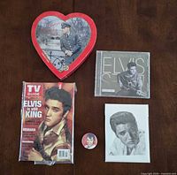 All five Elvis items arranged on table