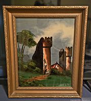 Framed reverse glass painting front view