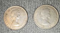 Obverse sides of both 1959 and 1962 coins showing Queen Elizabeth II portraits