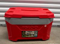 Front view showing full cooler and lid