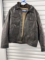 Front view of the leather jacket