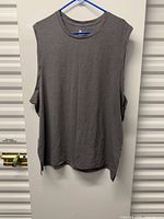 Front view of gray sleeveless shirt