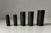 Group shot of five Snap-on deep impact sockets