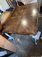 Top view of brown wood veneer dining table surface