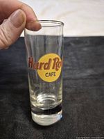 Full view of Hard Rock Cafe shooter glass front showing logo