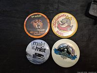 Front view of all four buttons showing graphics and text