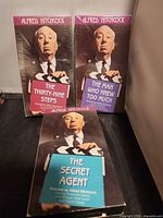Front view of all three Alfred Hitchcock VHS tapes