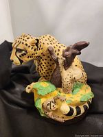 Front view of cheetah figure on base