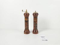 Full view of both hardwood pieces standing upright