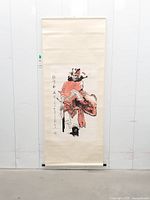Full view of hanging scroll showing complete artwork and mounting