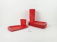 Stack of six trays with six nested cups displayed