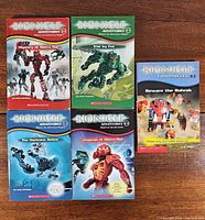 Front covers of all five Bionicle paperback books