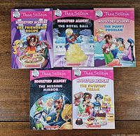 Front covers of all five books showing titles and artwork