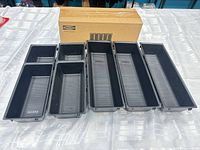 Five Jehonn drawer organizer trays and original box displayed