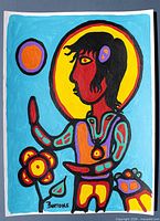 Frontal view of the signed Karl Burrows acrylic painting